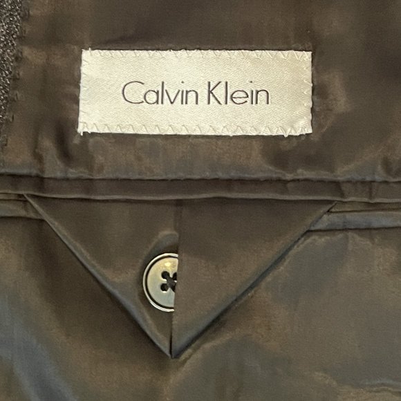 CALVIN KLEIN Mens BLAZER 42R Heather Gray Plaid WOOL Sport Coat 2 BUTTON  0919AT - Picture 2 of 10